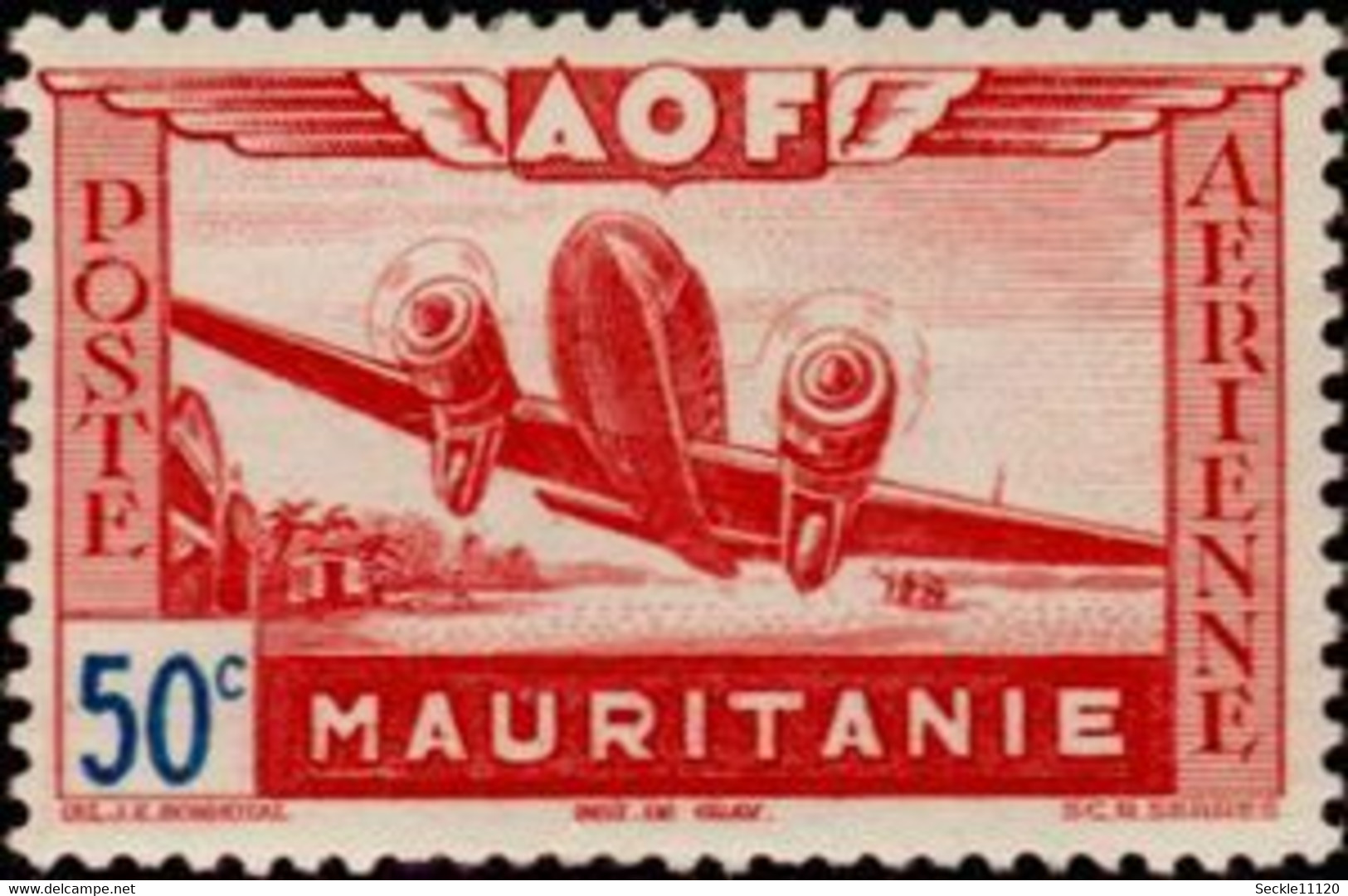 Mauritanie Mauritania - PA 10 - 1942 - Avion Au Décollage - 50c - MNH - Mauritania (1960-...)