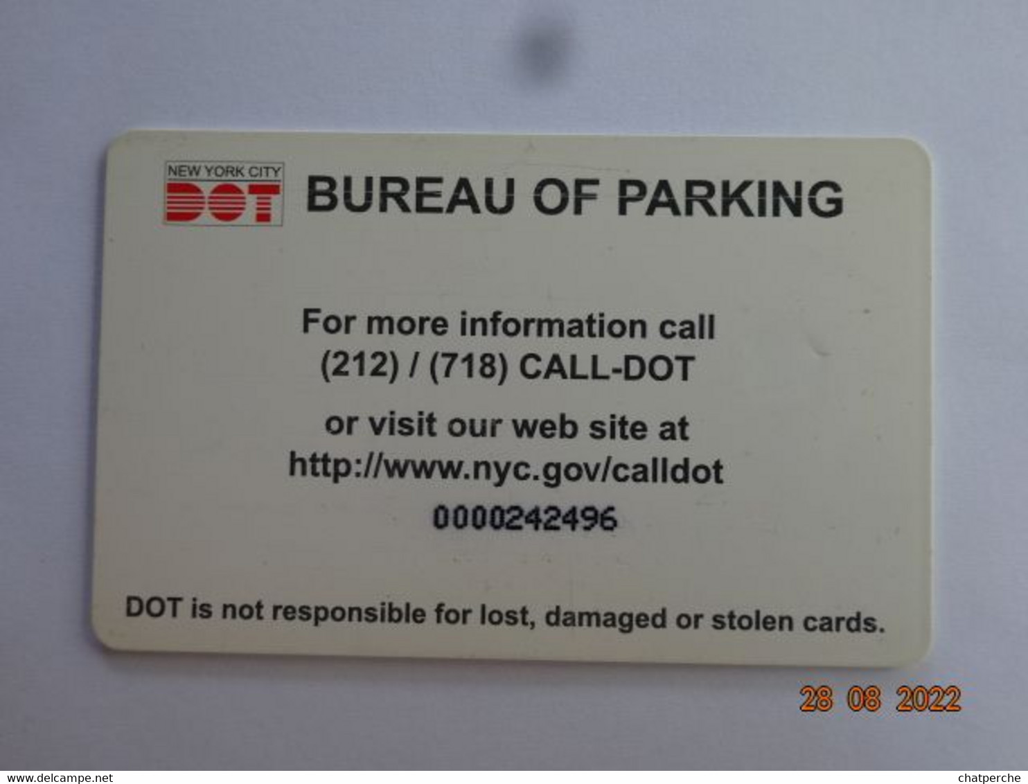 CARTE A PUCE PARKING SMARTCARD SMART CARD TARJETTA CARTE STATIONNEMENT ETATS-UNIS NEW-YORK CITY 20 $ - Cartes à Puce