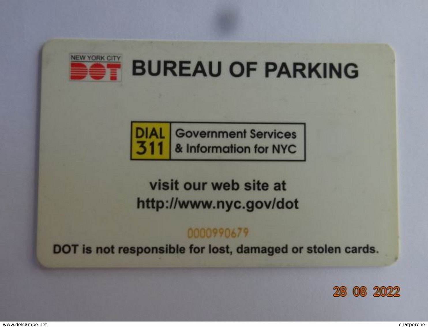 CARTE A PUCE PARKING SMARTCARD SMART CARD TARJETTA CARTE STATIONNEMENT ETATS-UNIS NEW-YORK CITY 50 $ - Chipkaarten