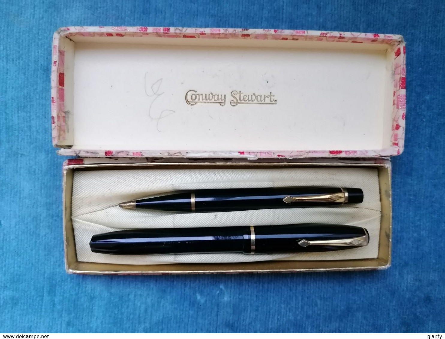 SET PENNA STILOGRAFICA & PORTAMINA CONWAY STEWART 14 1950 VINTAGE ENGLAND FOUNTAIN PEN SET BOXED - Stylos