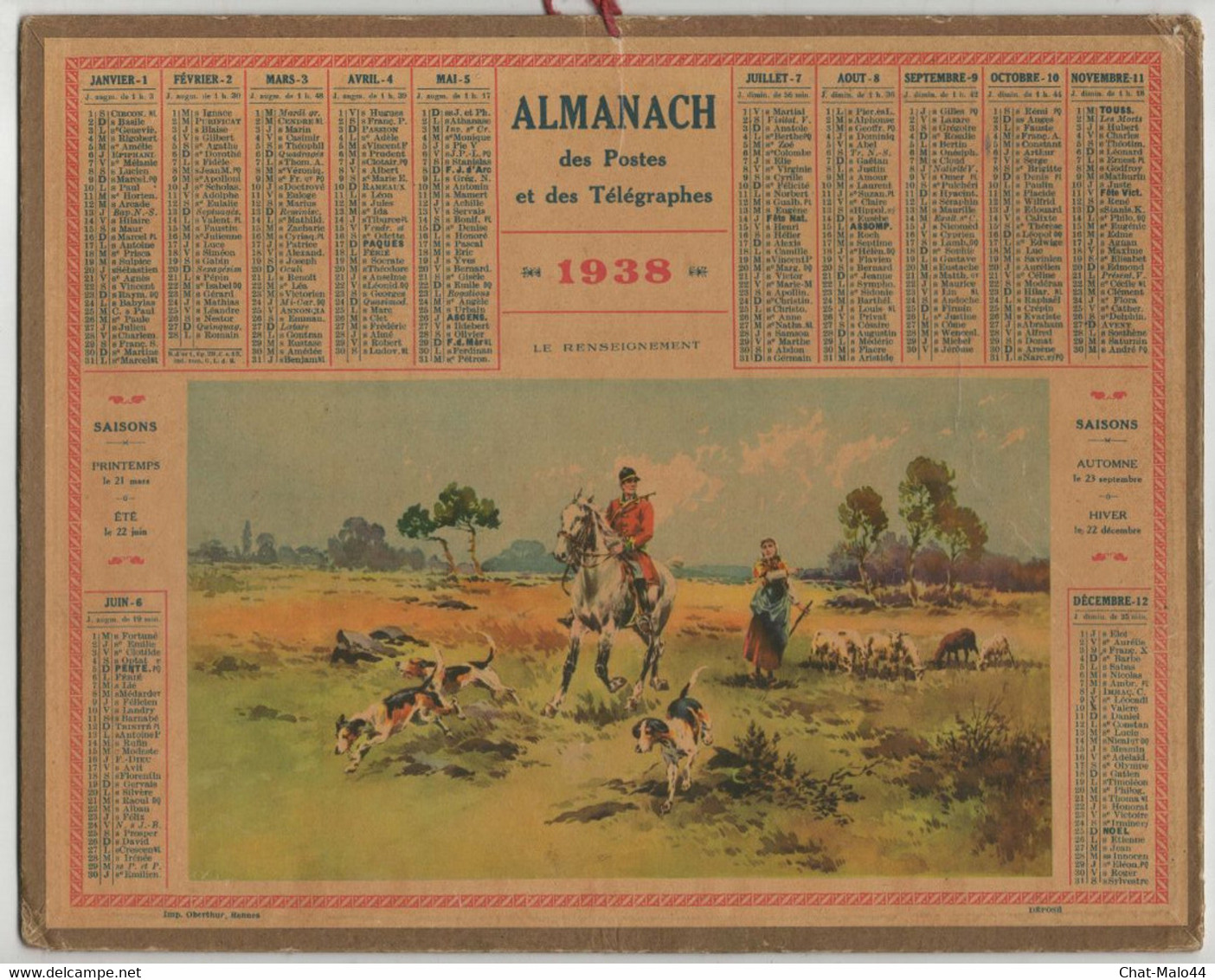 Almanach Des Postes Et Des Télégraphes. Année 1938 Almanach De La Loire-Inférieure - Grand Format : 1921-40
