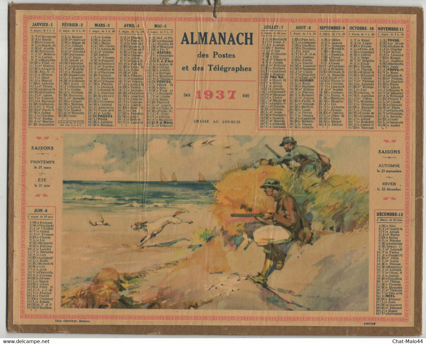 Almanach Des Postes Et Des Télégraphes. Année 1937. Almanach De La Loire-Inférieure - Grand Format : 1921-40