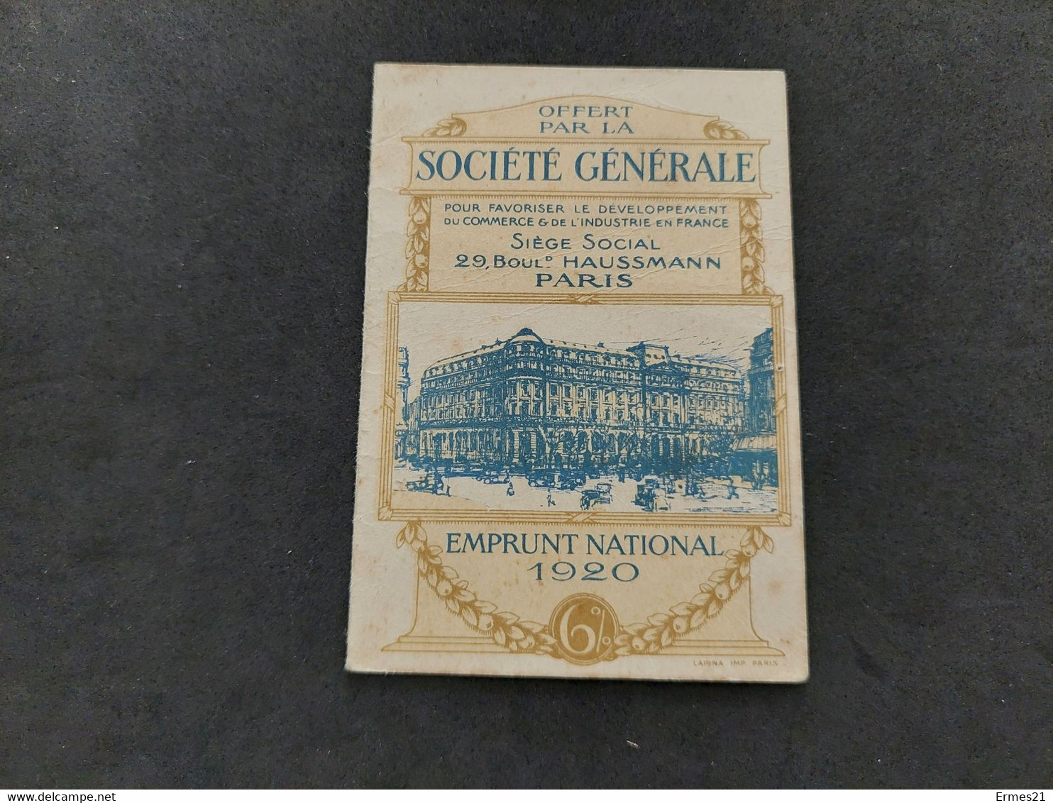 Calendarietto Calendrier 1921. Societé Generale. Cartoncino 4pg. Condizioni Ottime. - Tamaño Pequeño : ...-1900