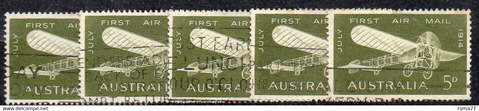 345 490 - AUSTRALIA 1964 , Serie Australia 1964 YT Pa 12  : 5 Esemplari - Oblitérés