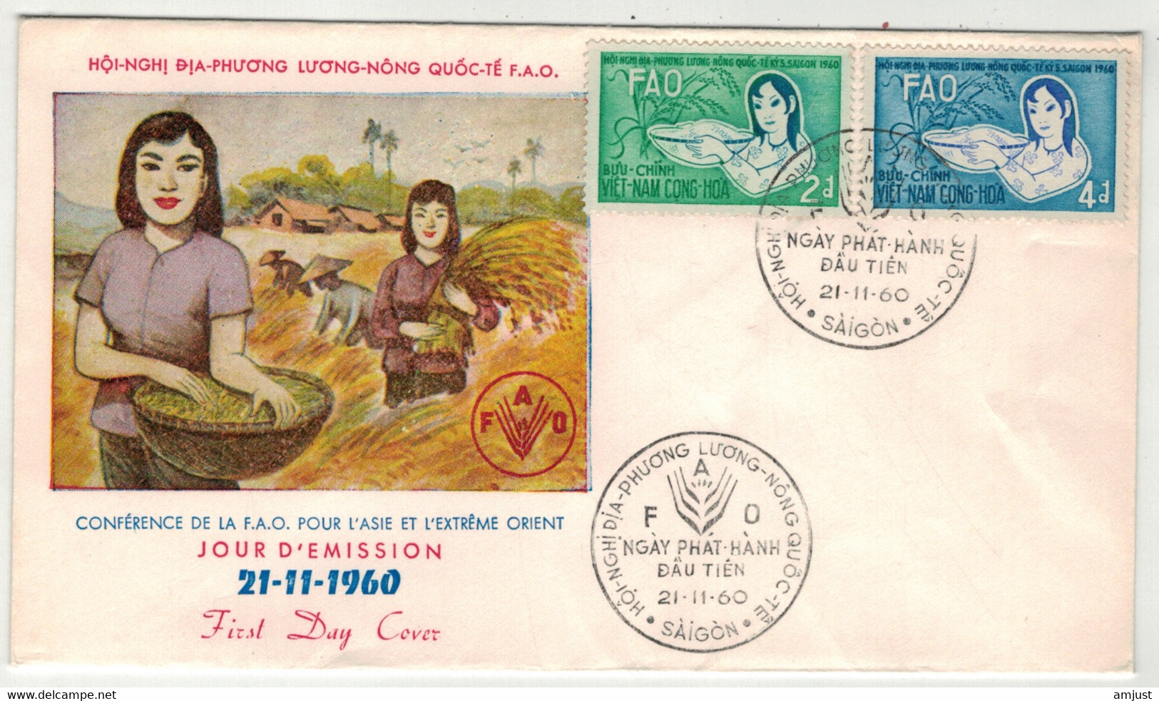 Viêt-Nam // Vietnam // Lettre 1er Jour , Conférence De La F.A.O. Pour L'Asie 21.11.1960 - Vietnam