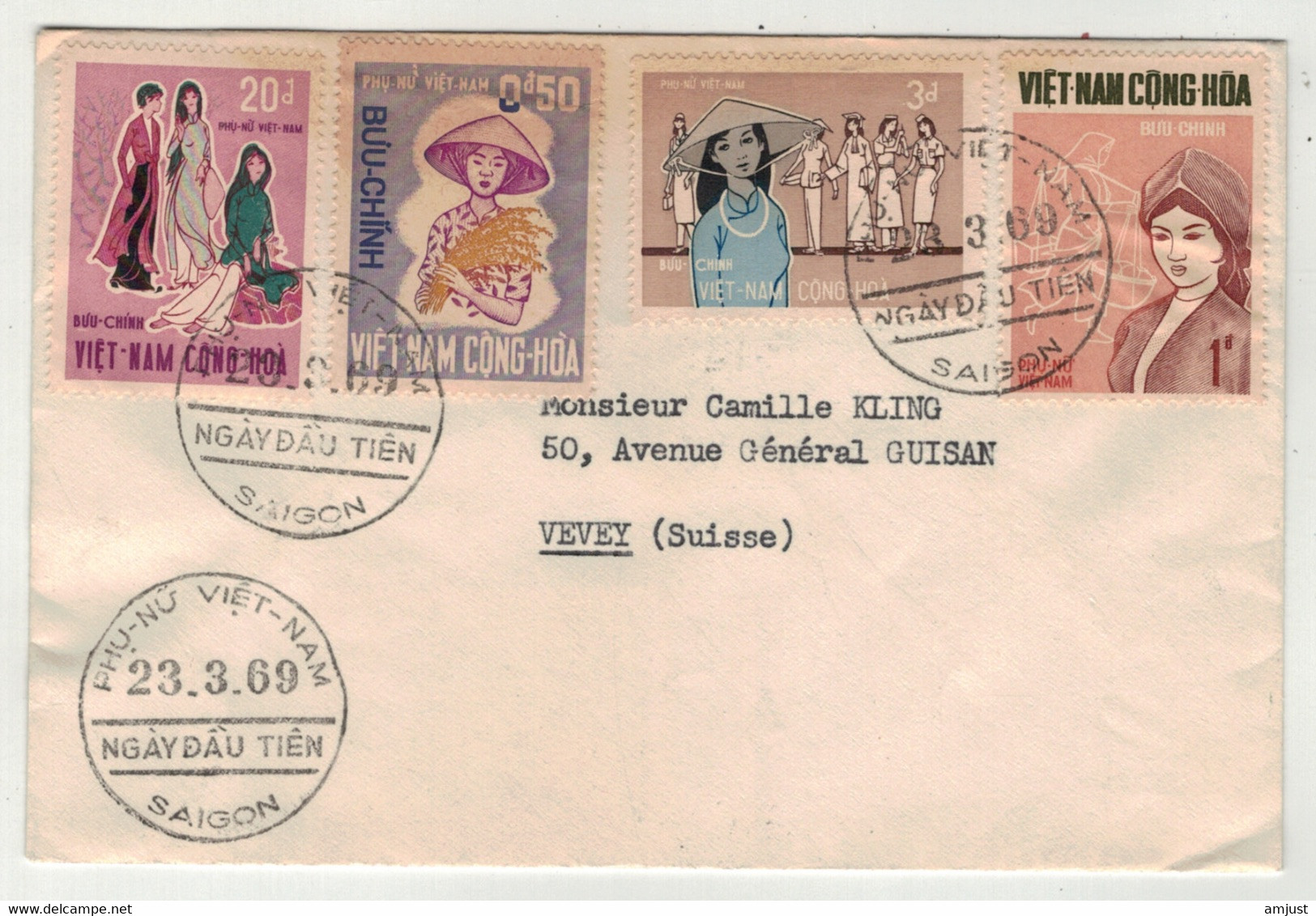 Viêt-Nam // Vietnam // Lettre 1er Jour, 23.03.1969 - Vietnam