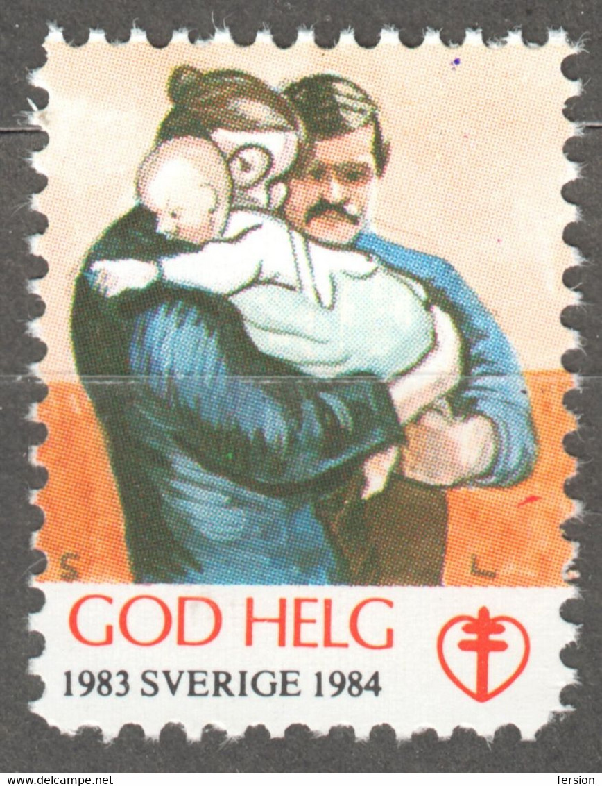 BABY Child MOTHER FATHER 1983 1984 SWEDEN TBC Tuberculosis Charity Label Vignette Cinderella JUL God Helg MNH - Marionette