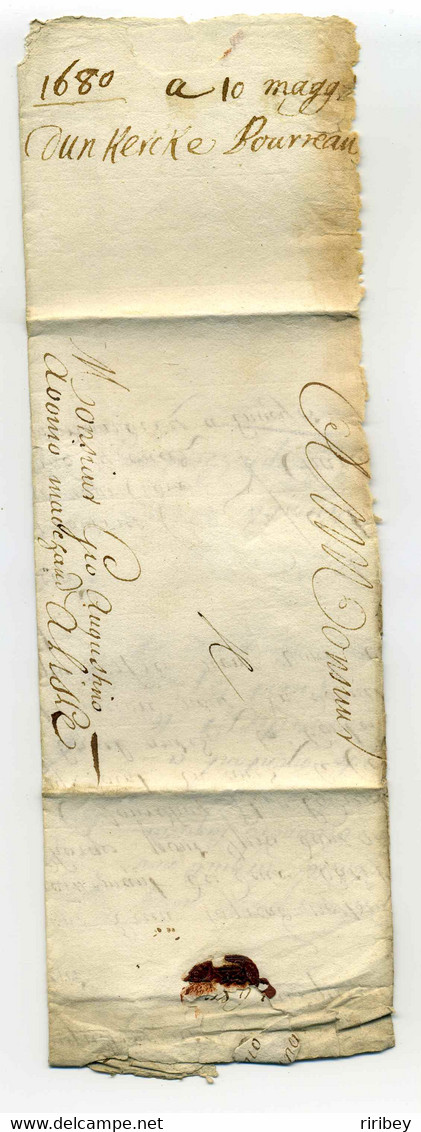 Lettre De Dunkerque / Dept 57 Du Nord /  Datée De 1680  Pour Lille ( Lisle) - ....-1700: Voorlopers