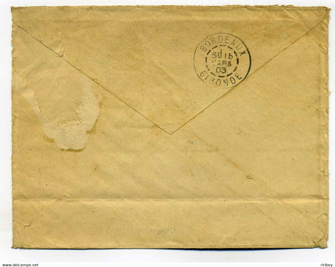 Lettre De Fort De France ( Cad Bleu) MARTINIQUE Pour Bordeaux / Aff Type SAGE Surchargé Martinique / 1903 - Briefe U. Dokumente