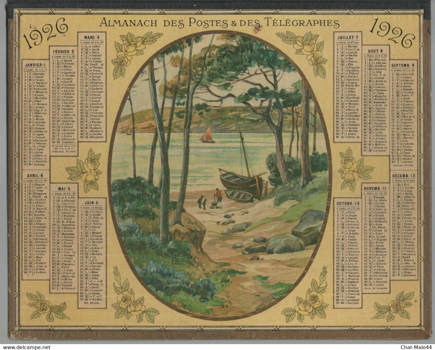 Almanach Des Postes Et Des Télégraphes. Année 1926. Almanach De La Loire-Inférieure, Illustré D'un Dessin De Bord De Mer - Grand Format : 1921-40