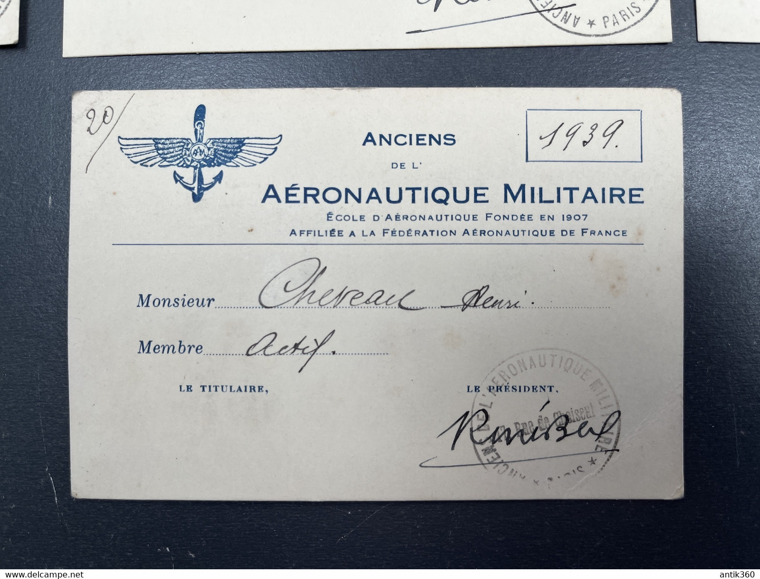 Lot De 7 Cartes De Membre Anciens De L'Aéronautique Militaire Paris 1930 à 1939 Aviation - Mitgliedskarten