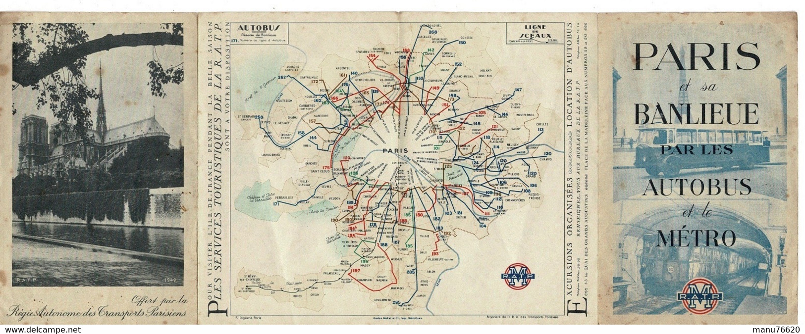 Plan : PARIS Et Sa Banlieue Par Les Autobus Et Le Métro , RATP . Photo NOTRE DAME . - Europe