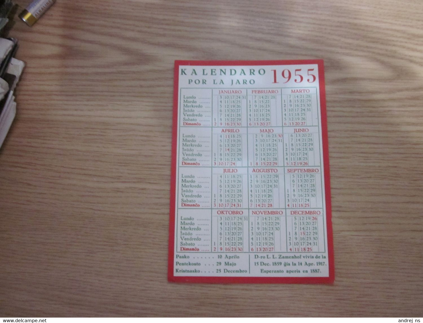 Kalendaro Por La Jaro 1955 Postcards  Esperanto Calendar Universala Ligo - Esperanto