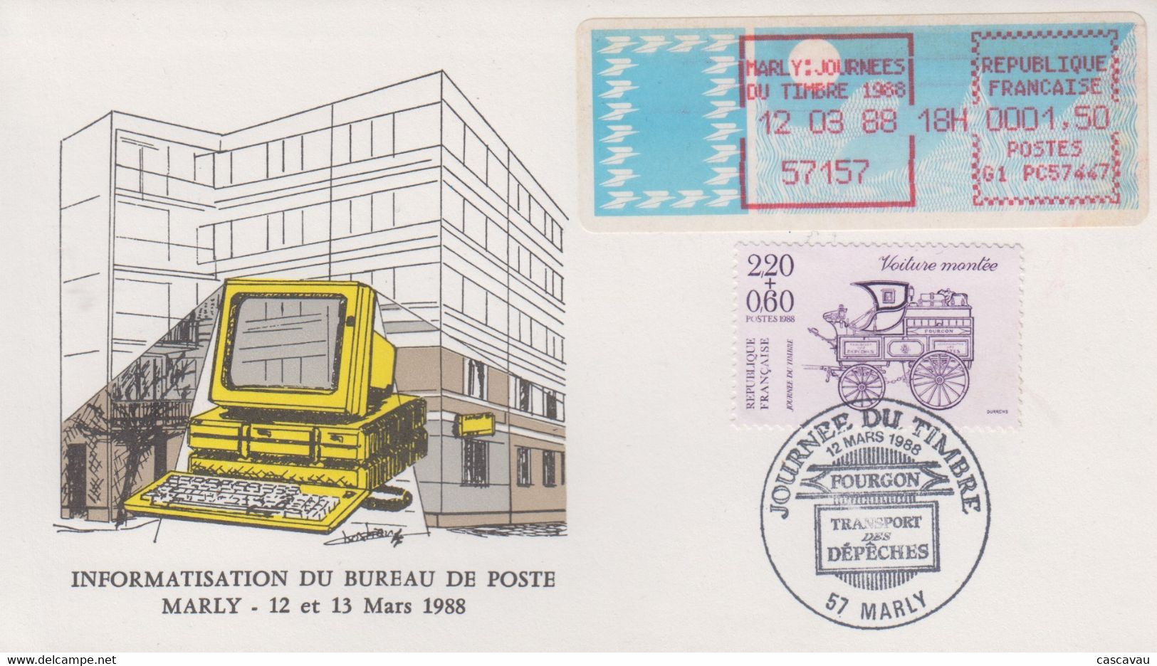 Enveloppe  FDC    FRANCE   Vignette  LISA    Journée   Du   Timbre     MARLY   1988 - 1988 « Comète »