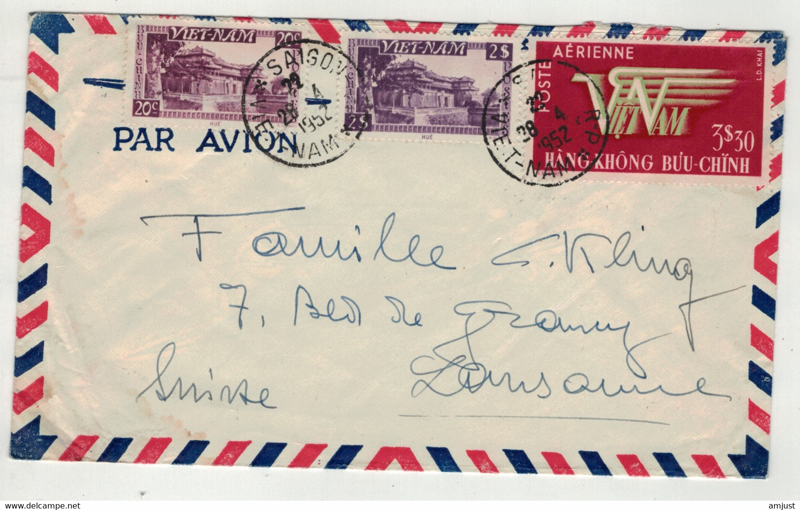 Viêt-Nam // Vietnam // Lettre  De Siagon Pour La Suisse (Lausanne) Le 28.04.1952 - Viêt-Nam