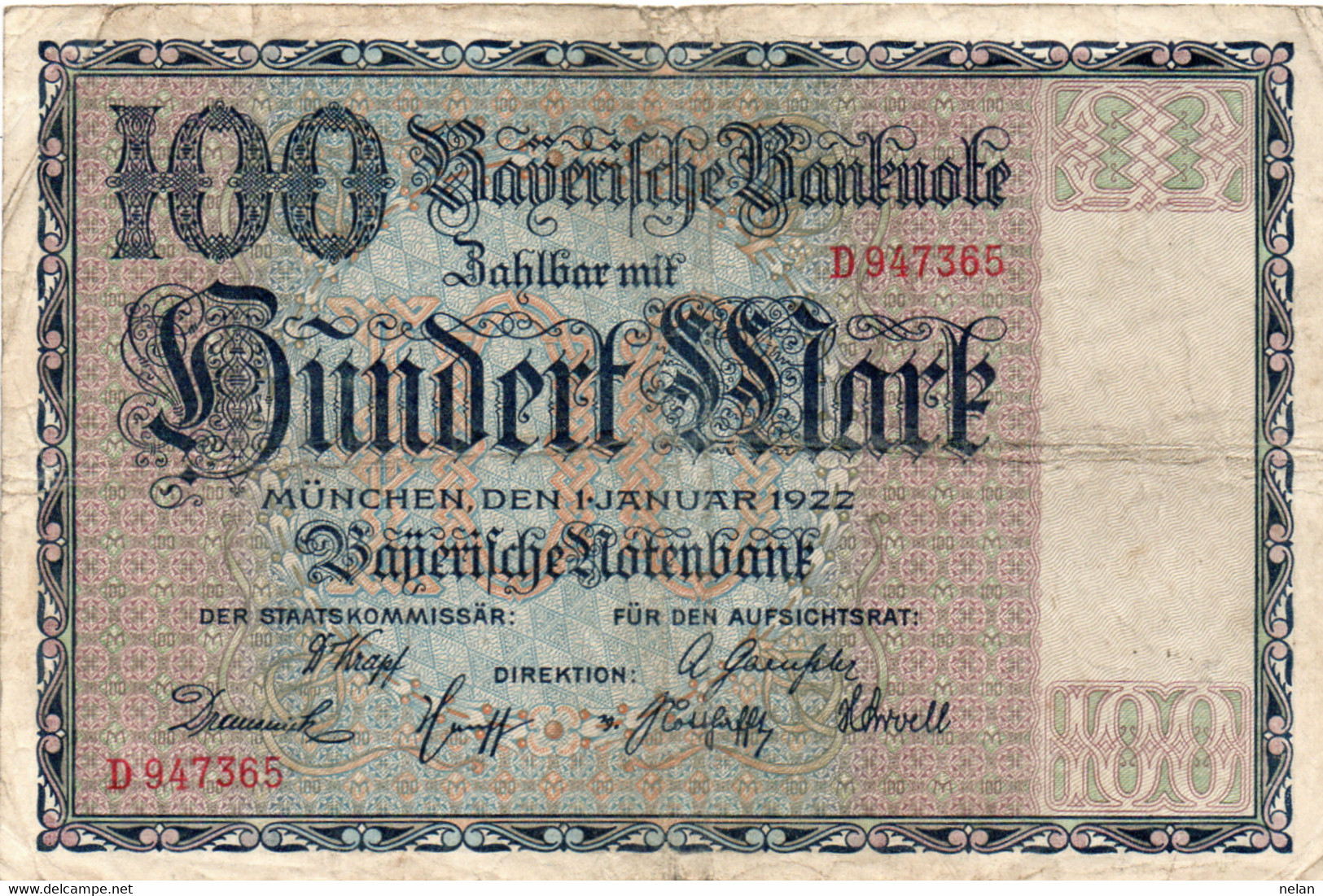 GERMANIA 100 MARK 1922-Bayerische Notenbank-  Wor:P-S923, Gra:BAY.004 VF - Unclassified