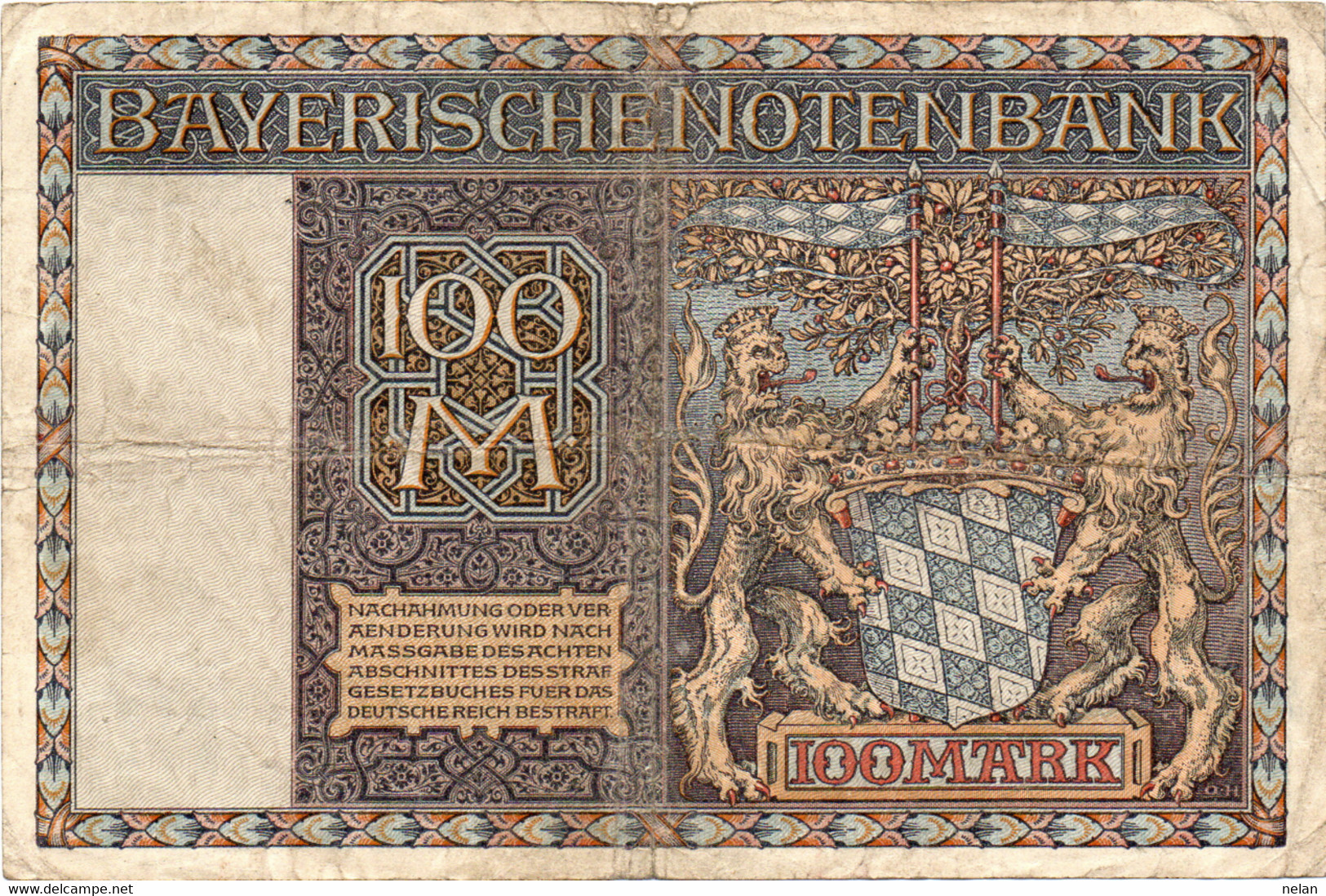 GERMANIA 100 MARK 1922-Bayerische Notenbank-  Wor:P-S923, Gra:BAY.004 VF - Non Classés