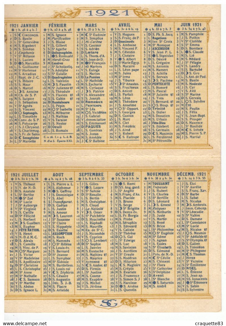 CALENDRIER OFFERT PAR LA SOCIETE GENERALE  EMPRUNT NATIONAL 1920 -PARIS BD HAUSSMANN - Tamaño Pequeño : 1901-20