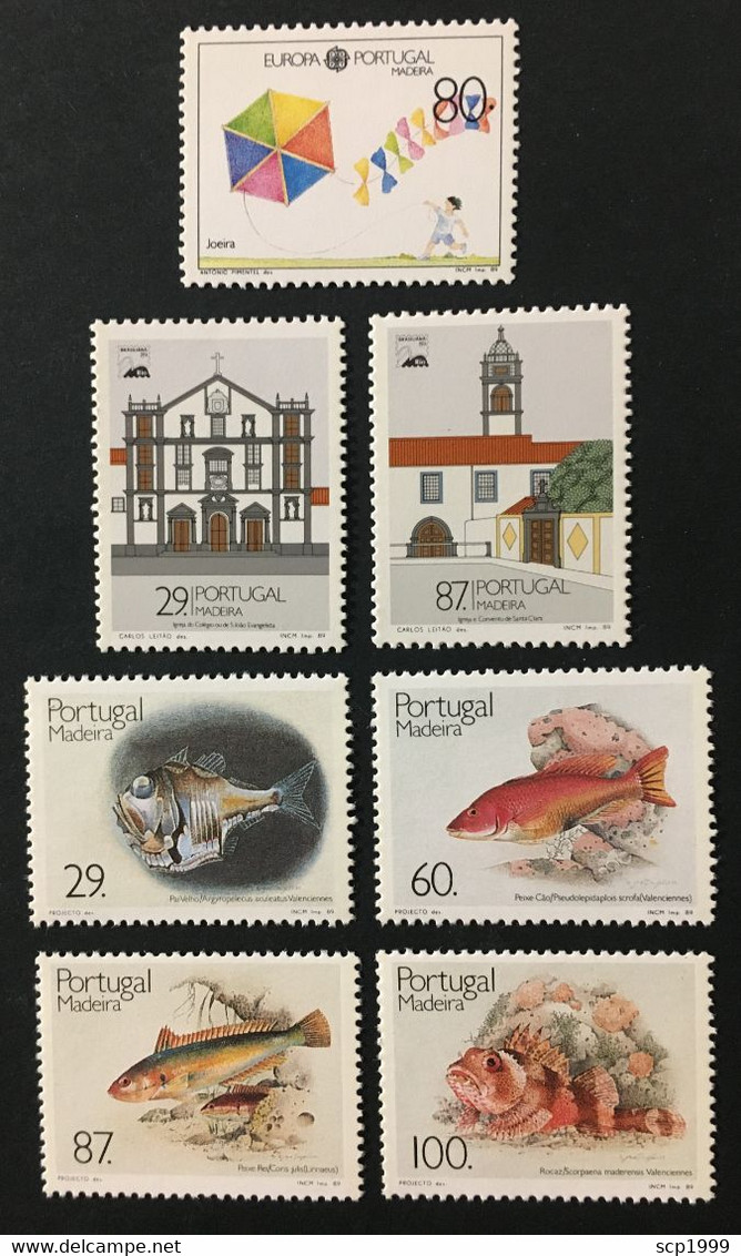 Portugal 1989 - Madeira Complete Year Stamps MNH Europa, Archtecture, Fish - Nuevos