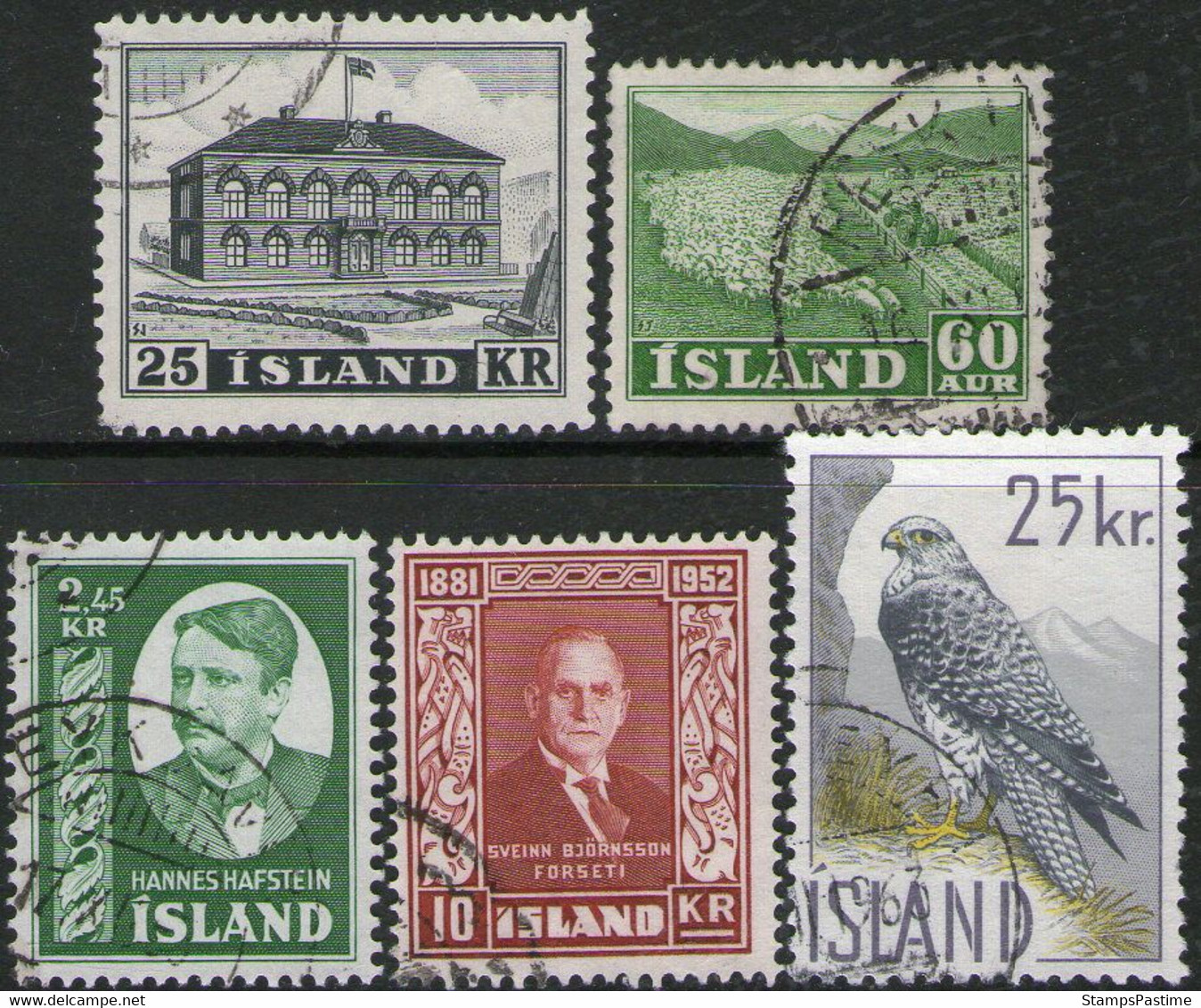 ISLANDIA – ICELAND 5 Sellos Usados Altos Valores Años 1950-59 = AVES = OVEJAS – Valorizados En Catálogo € 123,00 - Collections, Lots & Séries