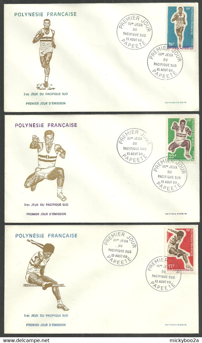 FRENCH POLYNESIA 1969 PACIFIC GAMES SPORTS ATHLETICS FIRST DAY COVERS FDC - Lettres & Documents