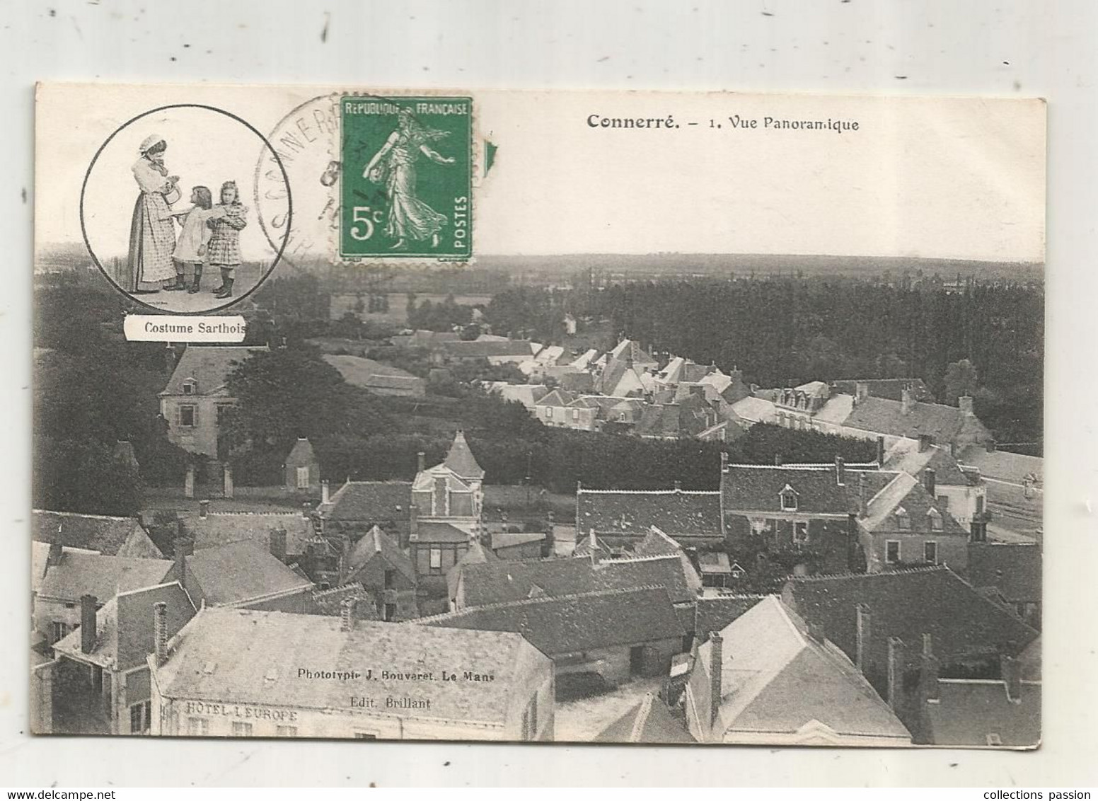 Cp , 72 , CONNERE , Vue Panoramique ,multivues(médaillon) , Voyagée 1910 - Connerre