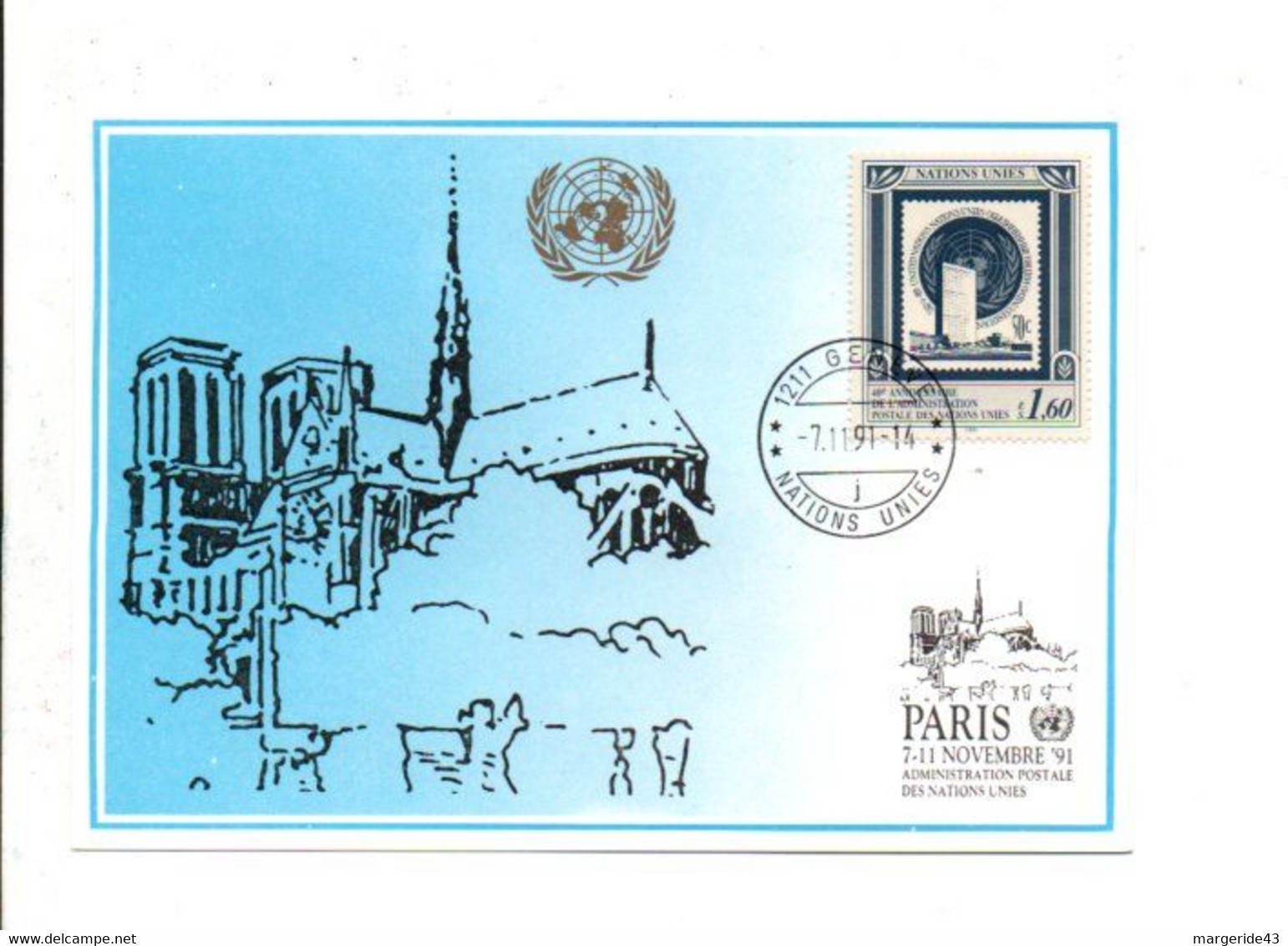 NATIONS UNIES EXPO DE PARIS 1991 - Brieven En Documenten