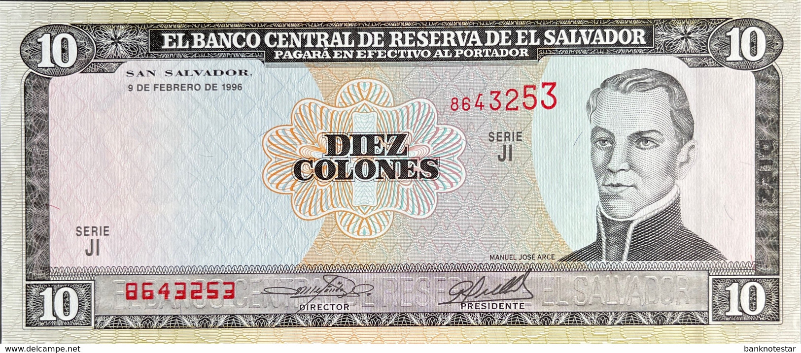 El Salvador 10 Colones, P-144 (9.2.1996) - UNC - Salvador