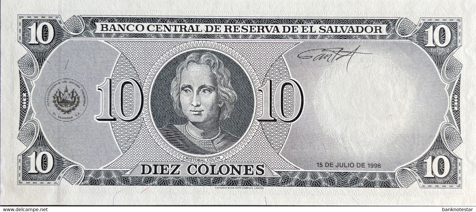 El Salvador 10 Colones, P-144 (9.2.1996) - UNC - El Salvador