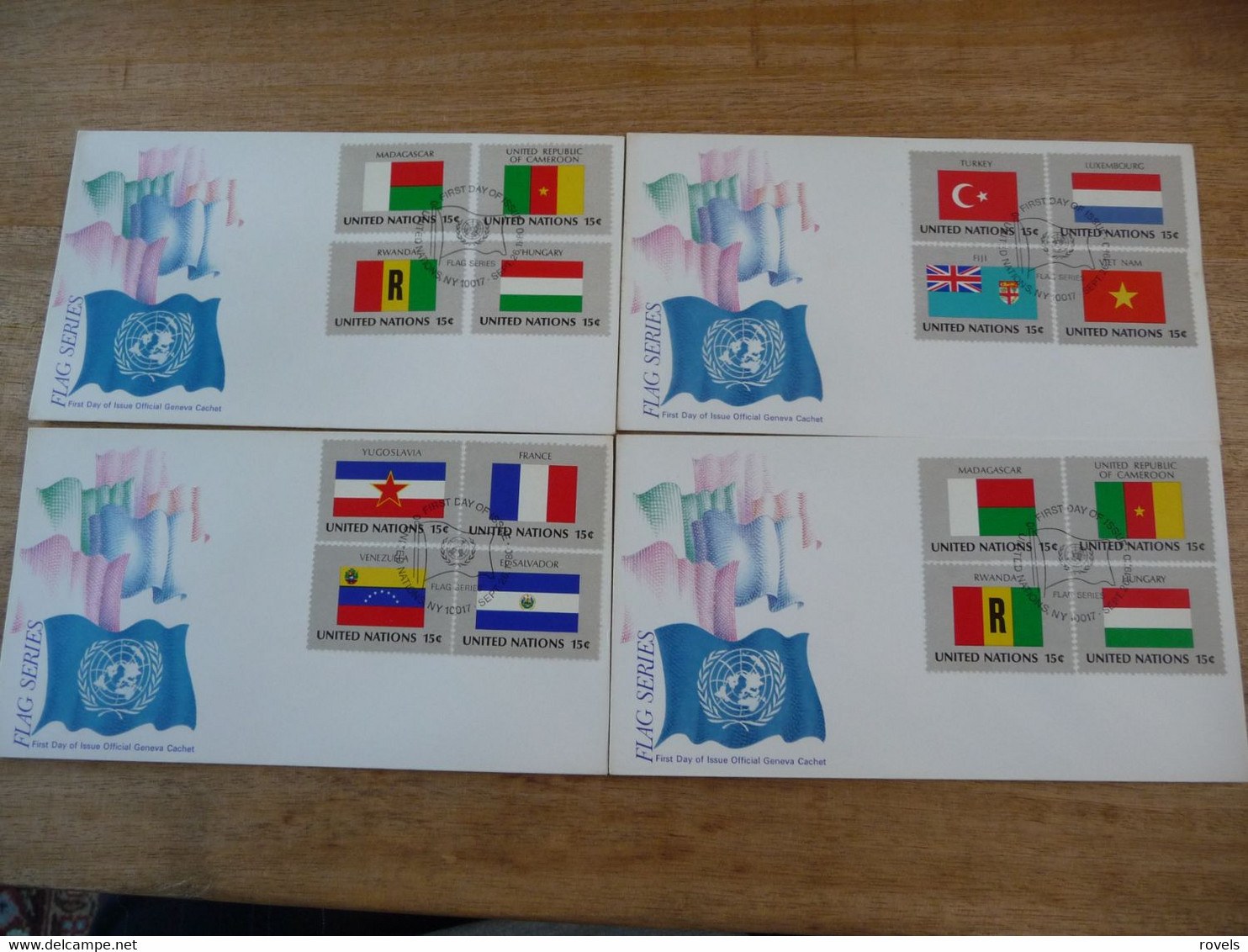 (6) UNITED NATIONS -ONU - NAZIONI UNITE - NATIONS UNIES * 4 FDC's 1980 * FLAG SEE SCAN - Cartas & Documentos