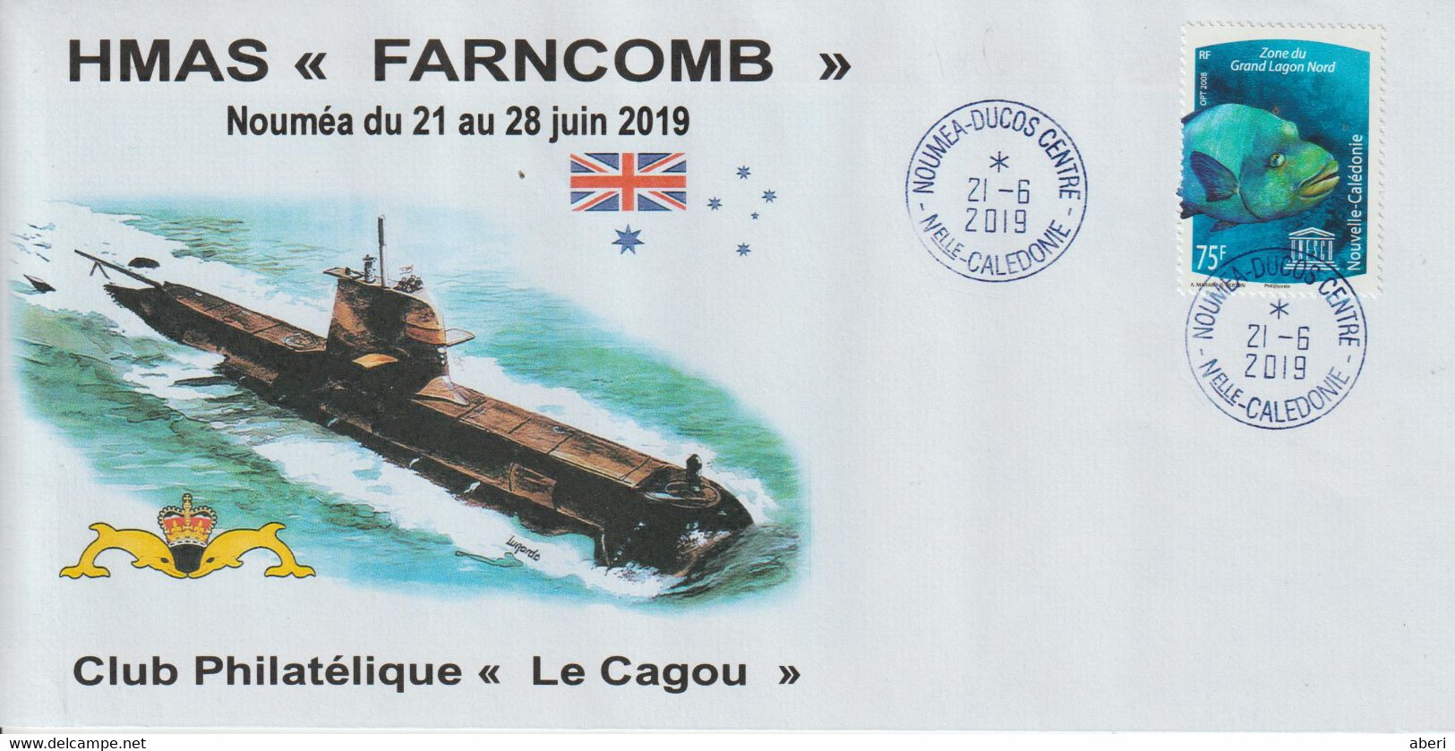 14449  SOUS MARIN HMAS "FARNCOMB" à NOUMEA Juin 2019 - NOUMEA DUCOS CENTRE - Lettres & Documents