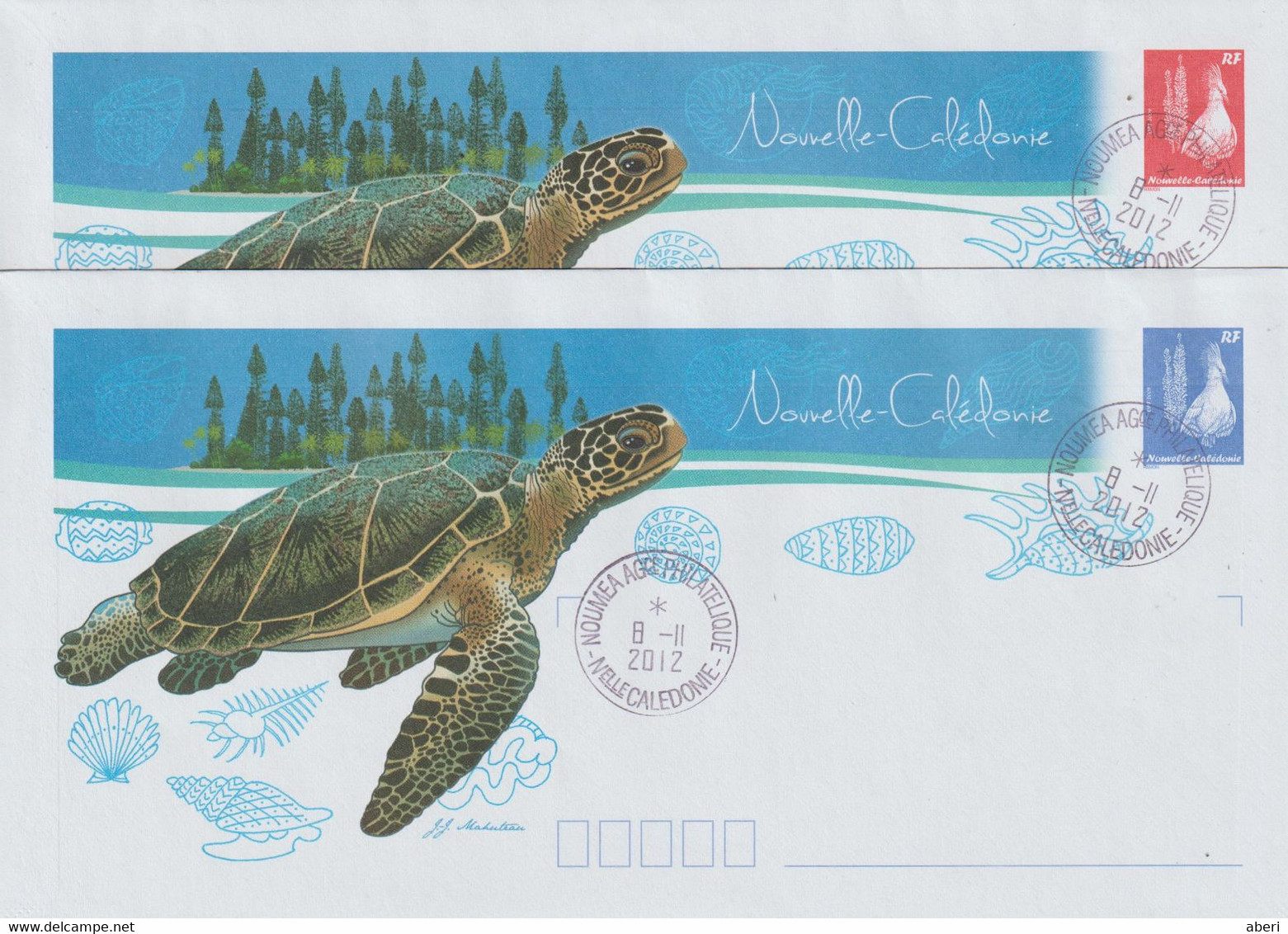 14450  PAP TORTUE - NOUMEA AGENCE PHILATELIQUE - 2012 (2 Enveloppes) - Enteros Postales