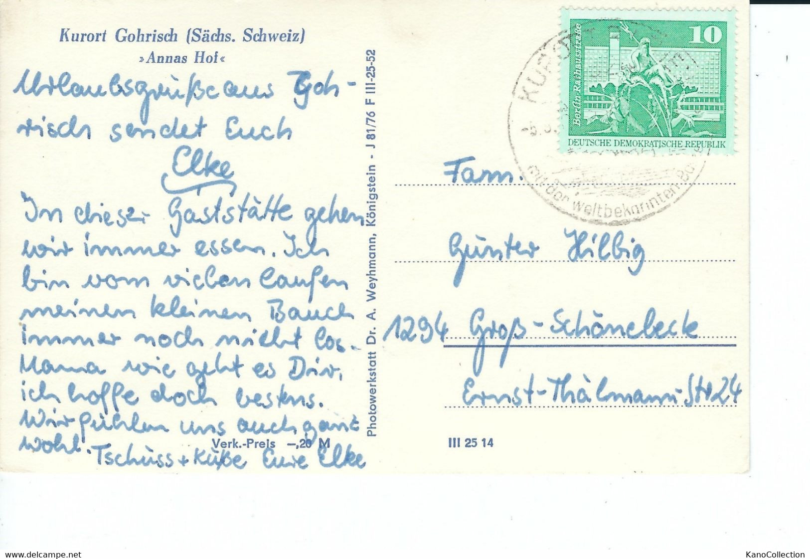 Kurort Gohrisch, Sächsische Schweiz, „Annas Hof“, Gelaufen DDR - Gohrisch