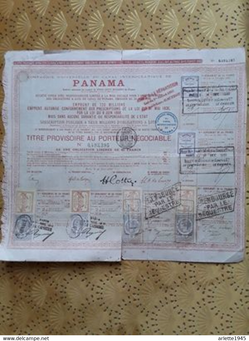 COMPAGNIE UNIVERSELLE DU CANAL INTEROCEANIQUE DE PANAMA 1889 - P - R