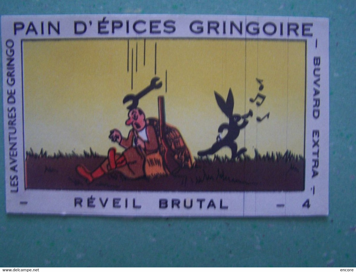 BUVARD. PITHIVIERS-EN-GATINAIS. LOIRET. PUBLICITE "PAIN D'EPICES GRINGOIRE". LA CHASSE. REVEIL BRUTAL. 100_6992TRC"a" - Peperkoeken