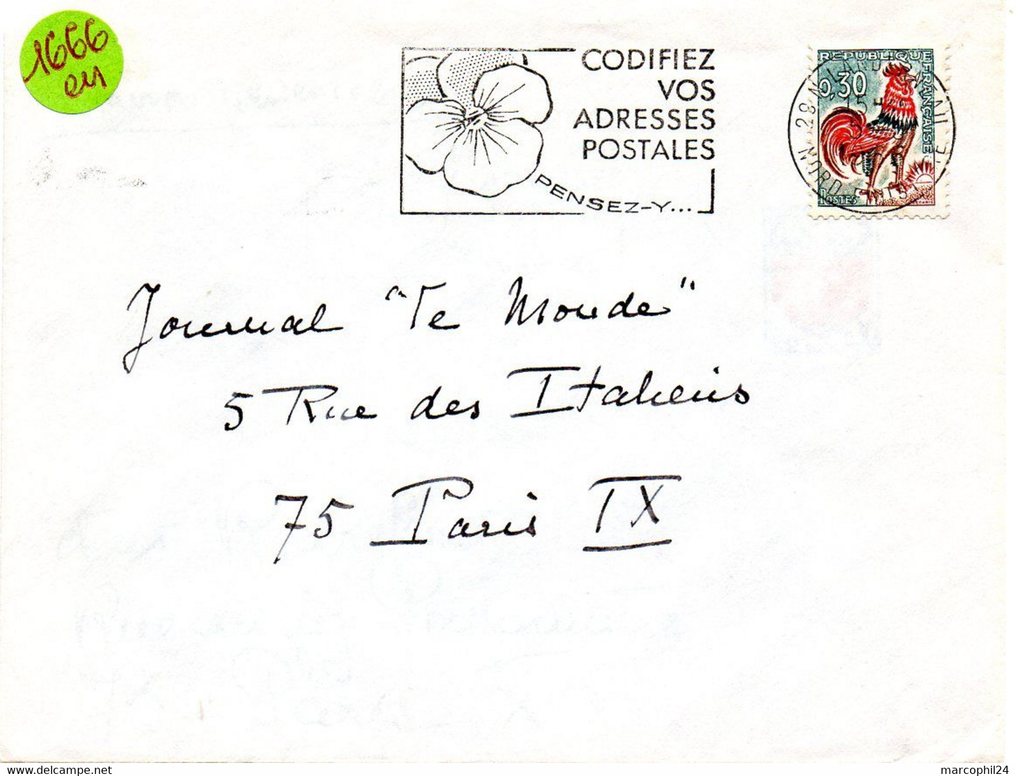 FINISTERE - Dépt N° 29 = LANDERNEAU 1966 = FLAMME Codée =  SECAP Multiple ' PENSEZ + CODIFIEZ' - Code Postal