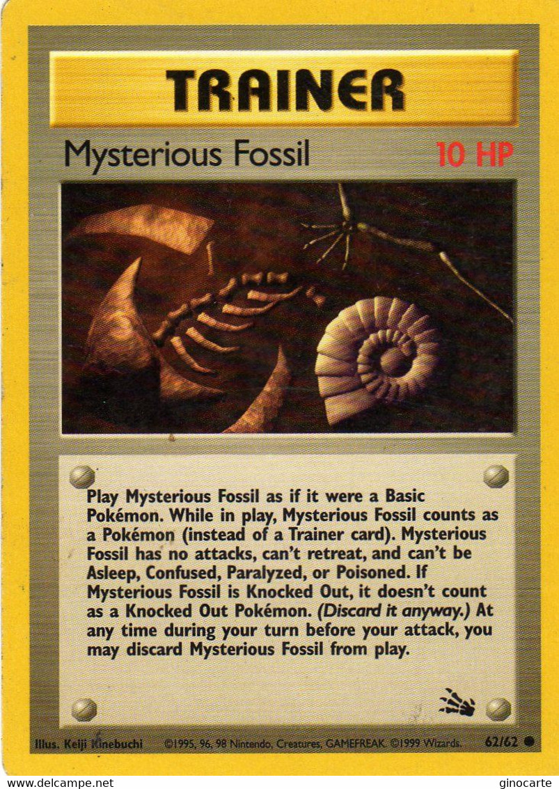 Carte Pokemon Anglaise Mysterious Fossil 10hp 1995 62/62 Wizards - Wizards