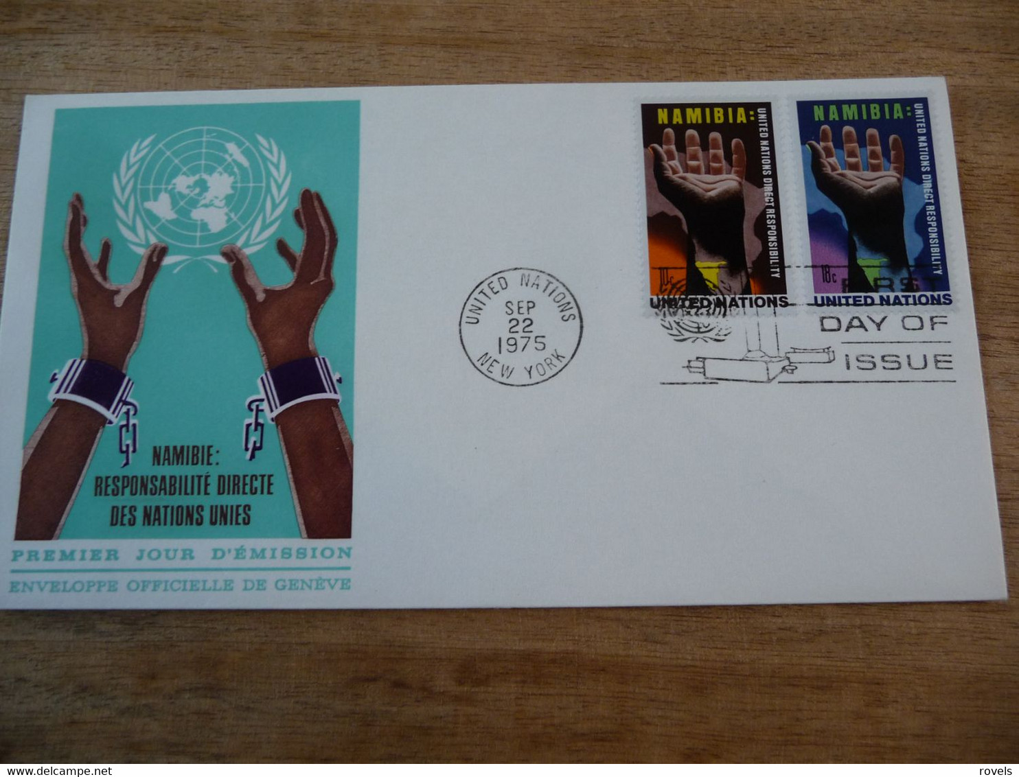 (6) UNITED NATIONS -ONU - NAZIONI UNITE - NATIONS UNIES *  FDC 1975 * Namibia - Hand Front Of Map - Cartas & Documentos