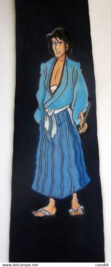 Goemon Lupin III Cravatta  Dipinta A Mano Seta - Dassen