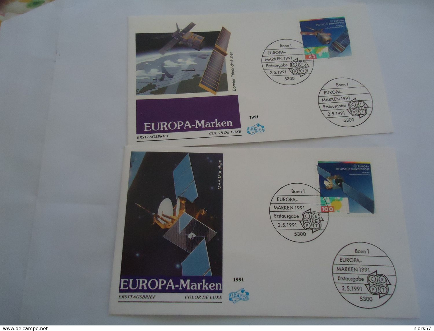 GERMANY  COVER  2 FDC EUROPA 1991 SPACE - Otros & Sin Clasificación