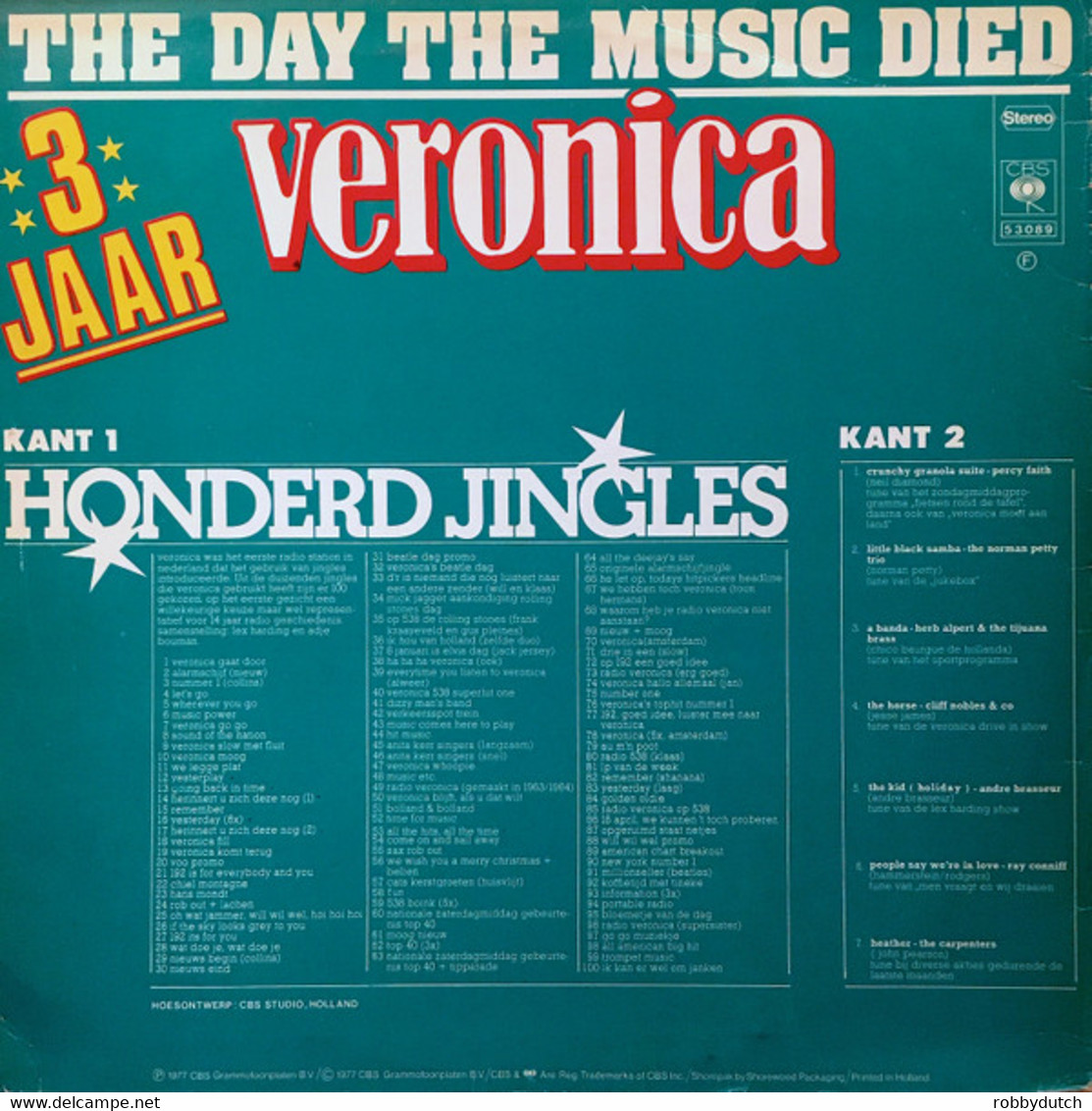 * LP *  THE DAY THE MUSIC DIED - 3 JAAR VERONICA (Holland 1977) - Hit-Compilations
