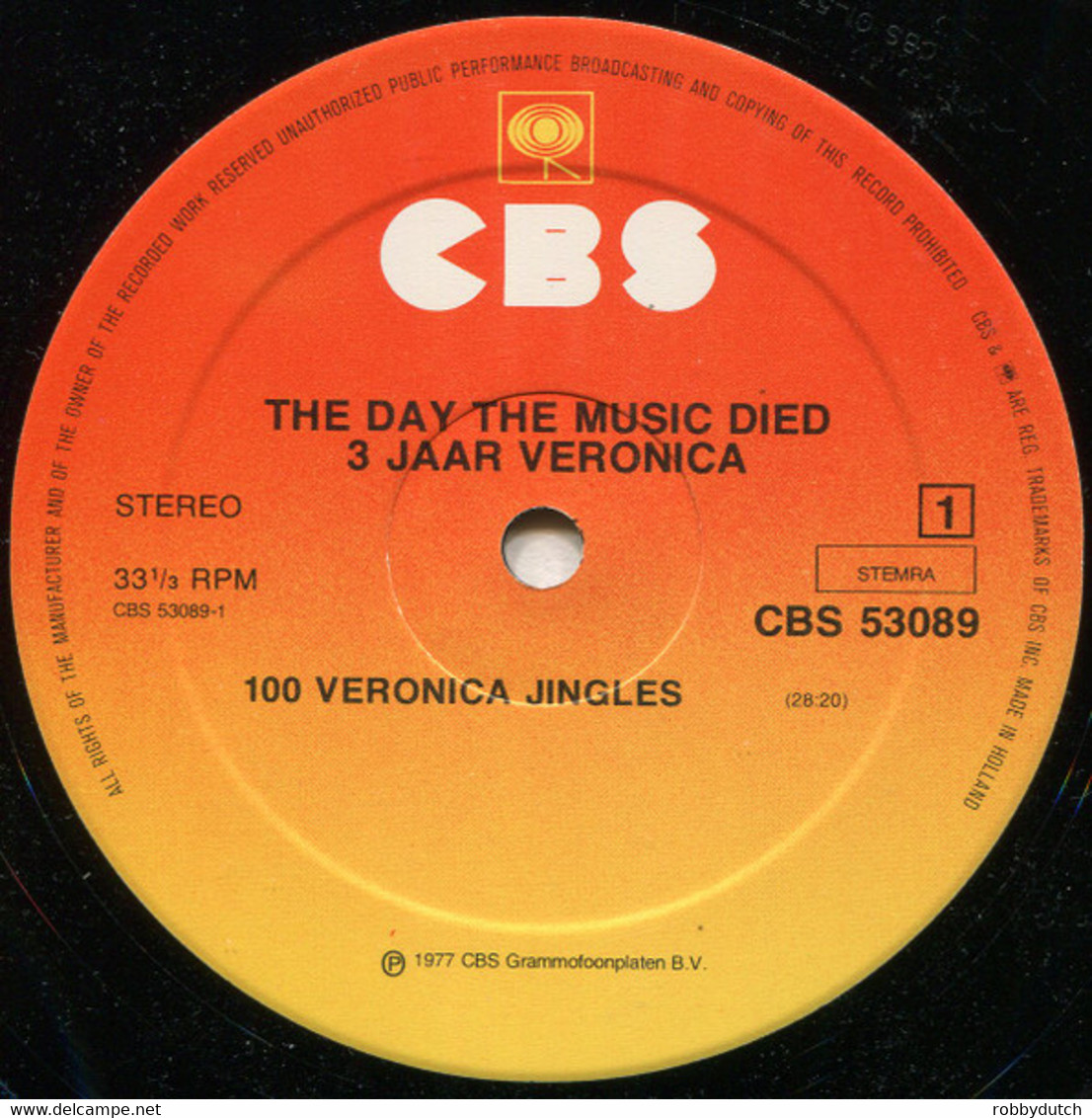 * LP *  THE DAY THE MUSIC DIED - 3 JAAR VERONICA (Holland 1977) - Compilations