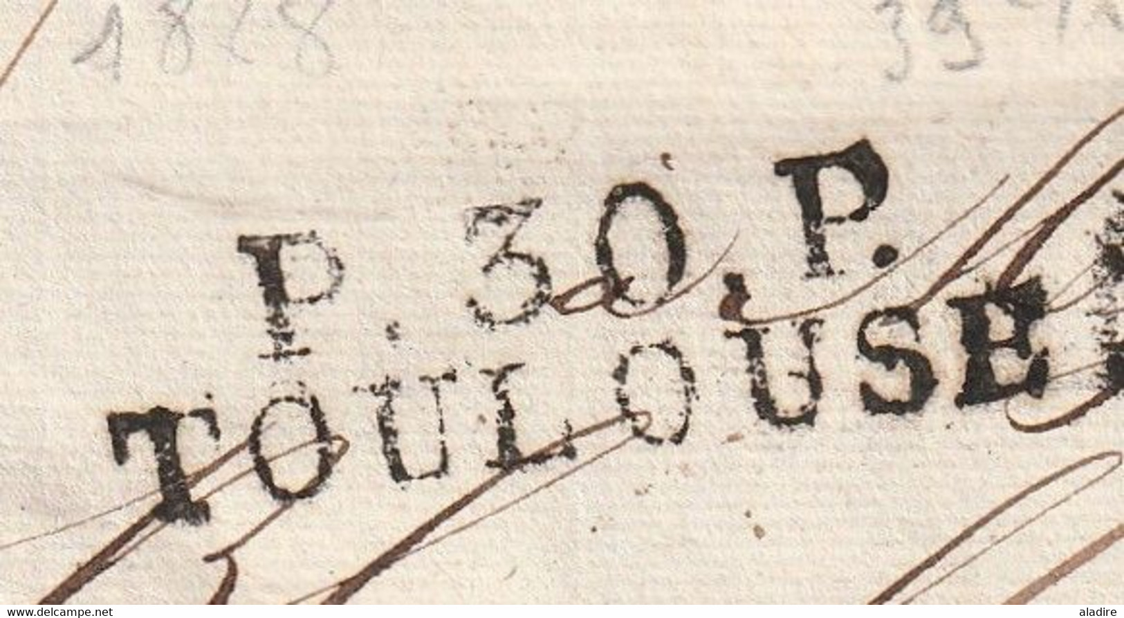 1828 - Marque Postale P 30 P TOULOUSE Sur Lettre Pliée Avec Correspondance Vers RIVES, ISERE - Dateurs - 1801-1848: Precursors XIX