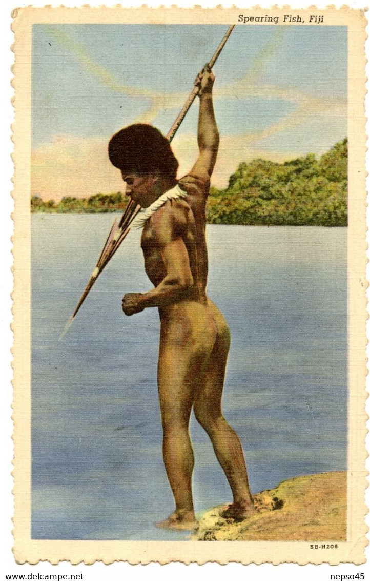 Fidji.harponnant Un Poisson.Océanie.spearing Fish.Fiji. - Fidji