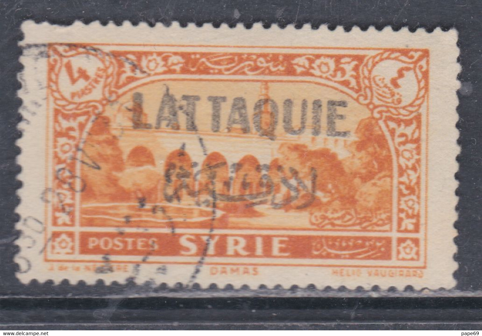 Lattaquié N° 11 O Timbres De Syrie Surchargés, Partie De Série : 4 Pi Orange Oblitération Moyenne Sinon TB - Usados