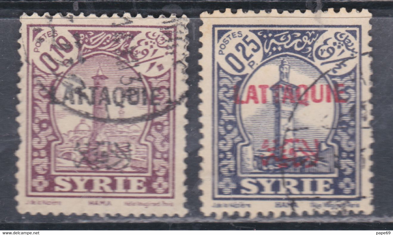 Lattaquié N° 20 + 22  O Timbres De Syrie Surchargés, Les 2 Valeurs Oblitérées Sinon TB - Used Stamps