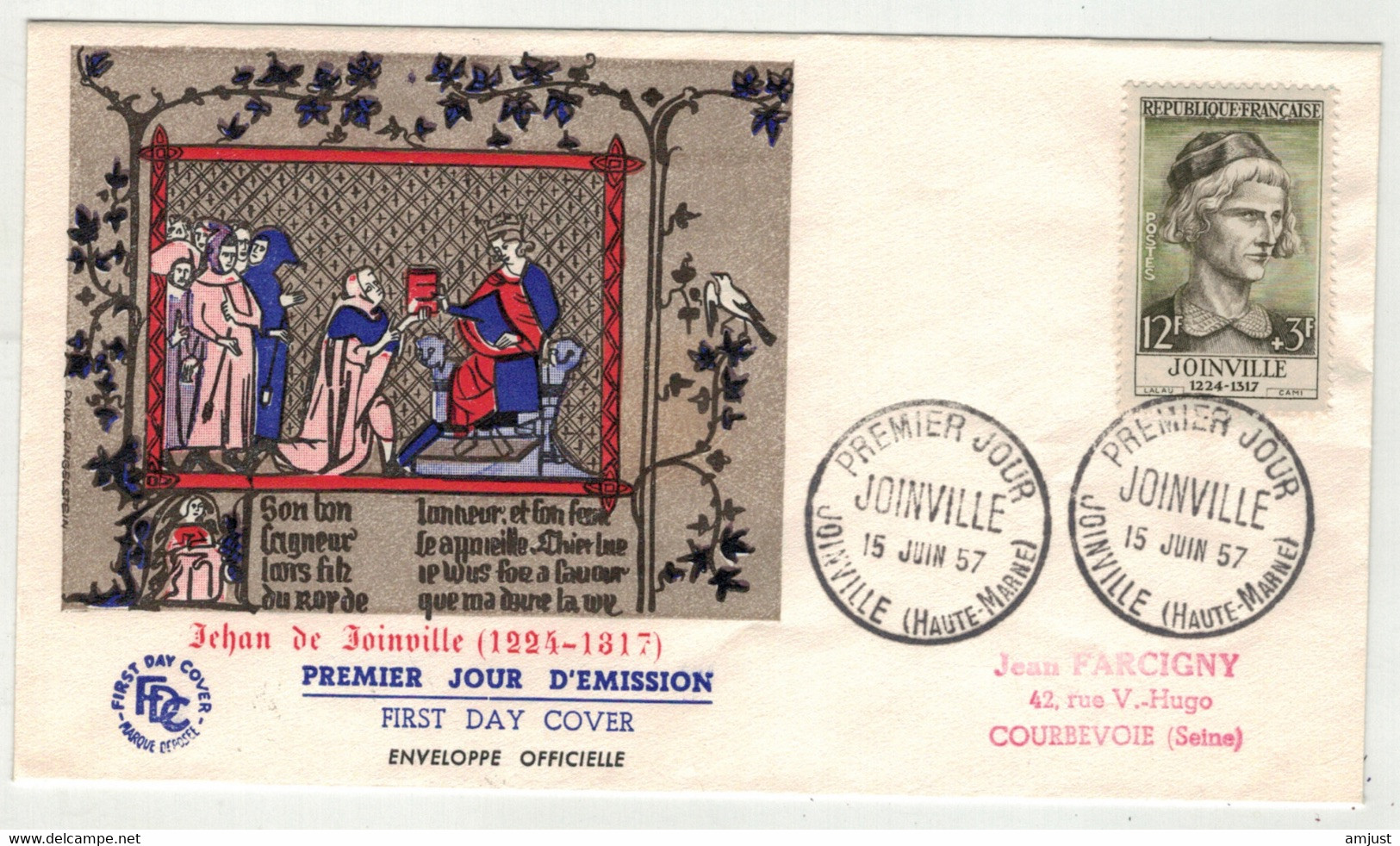 France // FDC // 1950-1959 // Lettre 1er Jour Joinville 15.06.1957 - 1950-1959