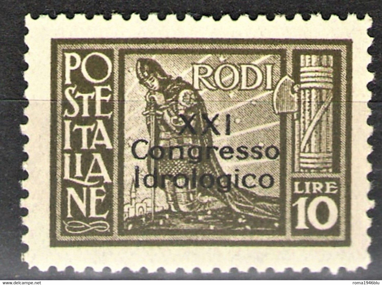 EGEO 1930 CONGRESSO IDROLOGICO 10 LIRE ** MNH LUSSO C. DIENA - Ägäis