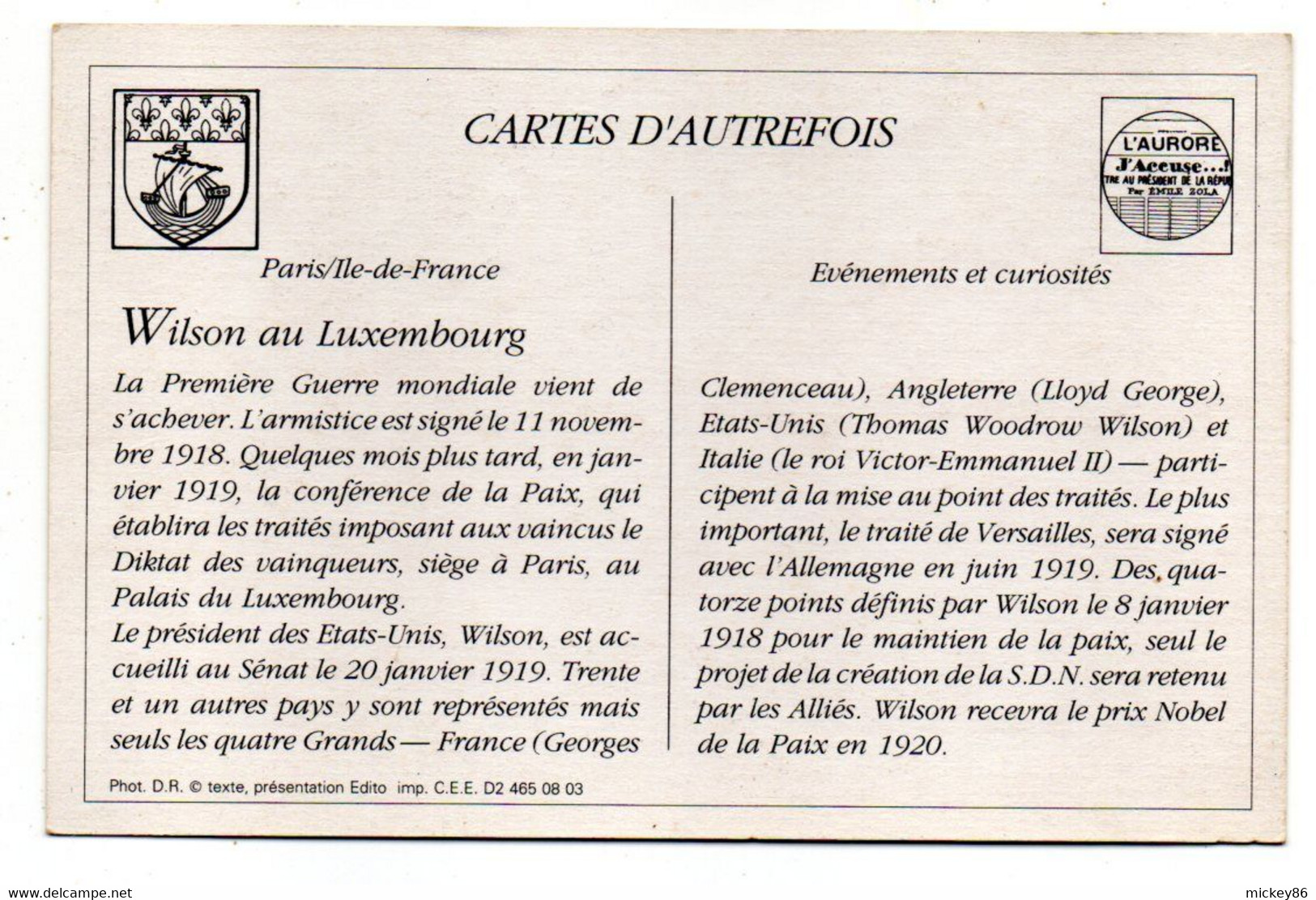 REPRODUCTION--Voiture --1919--L'arrivée Du Président Wilson Au Palais Du Luxembourg (très Animée)-----REPRODUCTION - Turismo