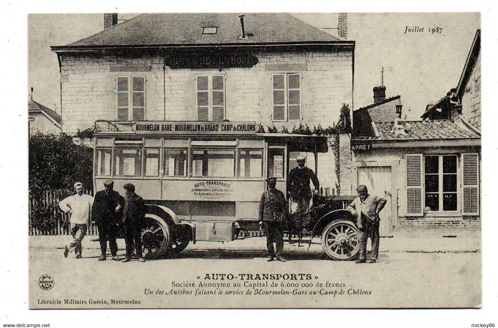 REPRODUCTION--Autocar --Auto-Transports---MOURMELON LE GRAND -51  (très Animée)-----REPRODUCTION - Buses & Coaches